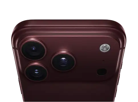 Main camera variable aperture lens featured on iPhone 18 Pro in Burgundy.